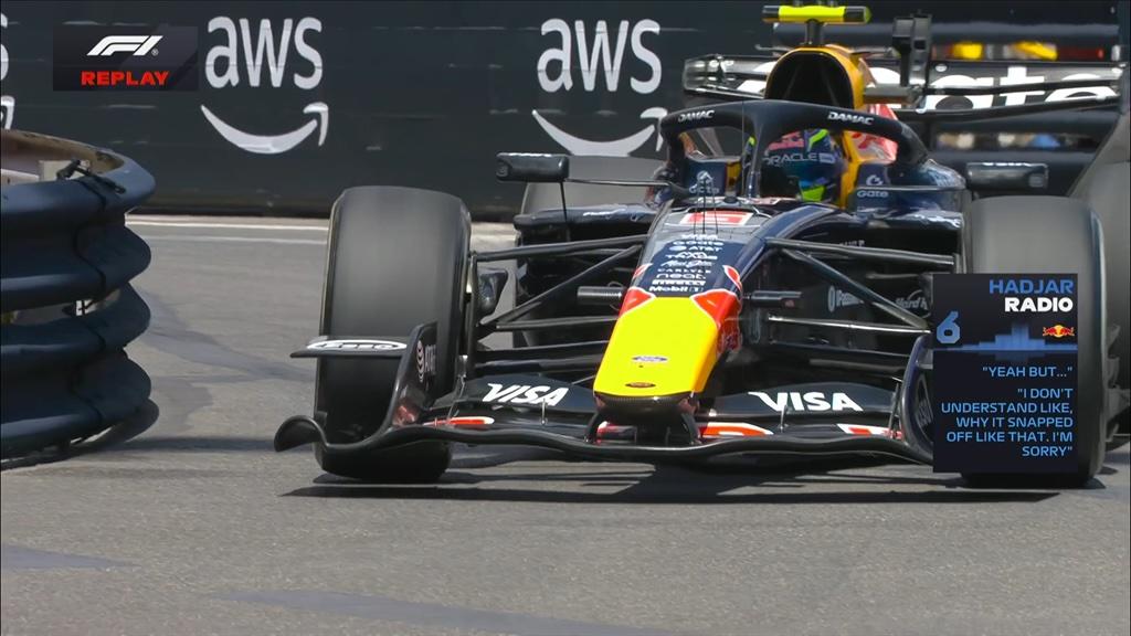 F1 | Monaco, brivido Red Bull: Hadjar distrugge la vettura alla Piscina