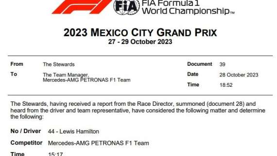 F1 | UFFICIALE - FIA, Hamilton non sarà penalizzato in Messico