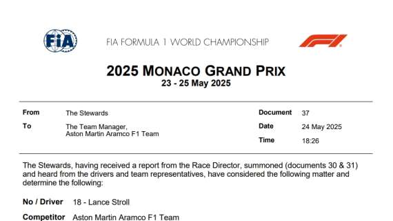 F1 | UFFICIALE, Monaco: penalità Stroll per impeding su Gasly