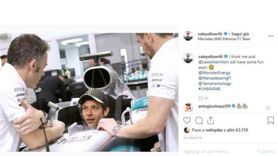 F1 / Hamilton-Rossi, lo scambio. Valentino: "Ci divertiremo"