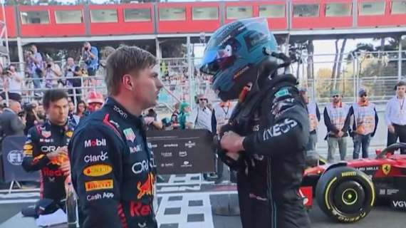 F1 | Baku, faccia a faccia Verstappen - Russell. Parolacce Max, Russell: "Non ti sento"