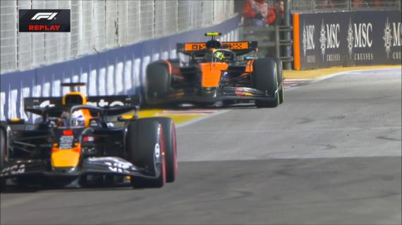 F1, McLaren, Norris fa autoscontri a Singapore: bacio al muro