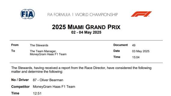 F1 | UFFICIALE, Bearman penalizzato: da 8° a 14°. Tsunoda in zona punti