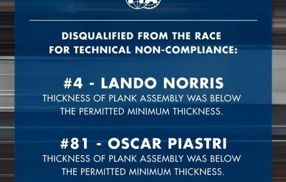 F1 Formula 1 | Ordine d'arrivo Gp Las Vegas dopo squalifica McLaren. Ferrari 4a