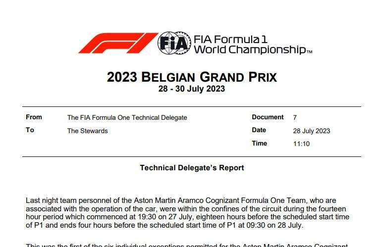 F1 | Aston Martin viola il coprifuoco in Belgio: nessuna penalità