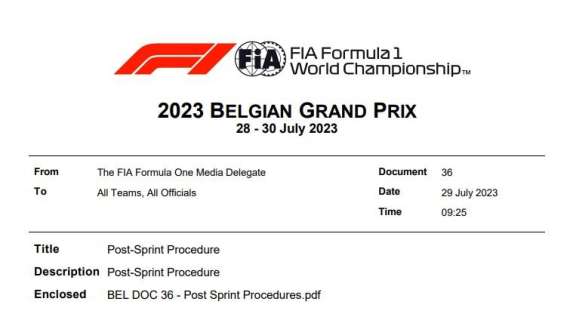 F1 | UFFICIALE, Belgio: posticipato l'inizio della Sprint Race del pomeriggio