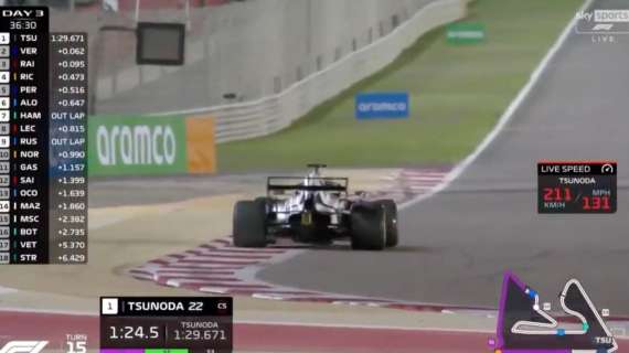 Formula 1 / Test Bahrain, Tsunoda super col "trucco" del DRS anticipato