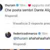 Dimarco, la romantica dedica all'Inter porta allo sfottò di Thuram:  "Che poeta, sembri Dante Alighieri zio"