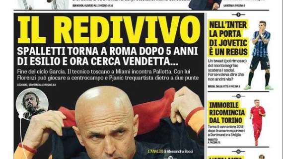 Prime pagine - Jovetic, porta rebus: un tweet scatena i social, voleva dire che non andrà via? Difesa, c'è Barba