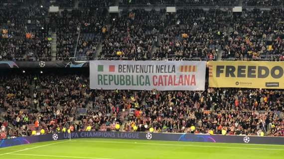 "Benvenuti nella Repubblica Catalana", così il Camp Nou ha accolto l'Inter