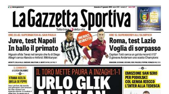 Prime pagine - Emozione S. Siro per Podolski, Inter alla tedesca. Mancini, veleni con Montella e grana Palacio