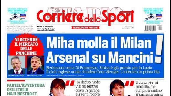 Prime pagine - Arsenal su Mancini, nuova grana Jovetic-Montenegro. Nasce l'Inter degli intoccabili