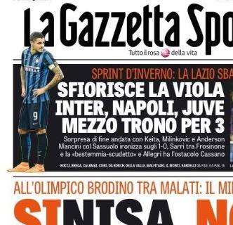 Prime pagine - In tre in corsa per mezzo trono, all'Inter basta vincere. E Mancini fa ironia sugli 1-0