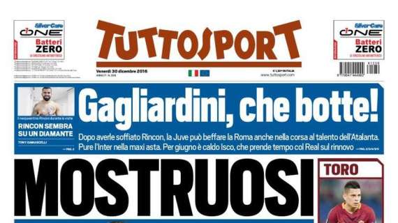 Prima pagina TS - Gagliardini, che botte! Anche l'Inter in lista