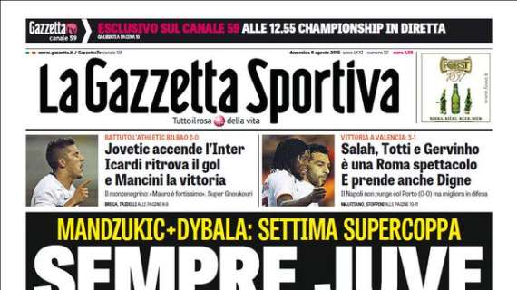 Prime pagine - Jovetic accende l'Inter, Icardi ritrova il gol e Mancini la vittoria: Athletic ko. Super Gnoukouri