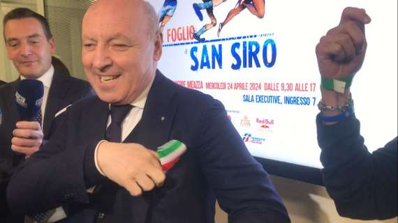 VIDEO - Marotta e l'anticipo di Scudetto: l'AD nerazzurro a San Siro con un fazzoletto tricolore