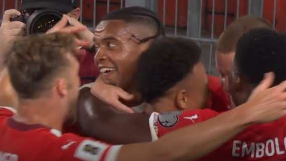 Akanji brinda alla firma con l'Inter segnando con la Svizzera: sua la prima rete del match col Kosovo