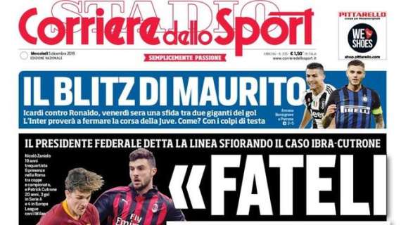 Prima CdS - Il blitz di Maurito: l'Inter proverà a fermare la corsa della Juve. Come? Con i colpi di testa