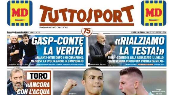 Prima pagina TS - Gasp-Conte, la verità. Atalanta-Inter dopo i ko in Champions