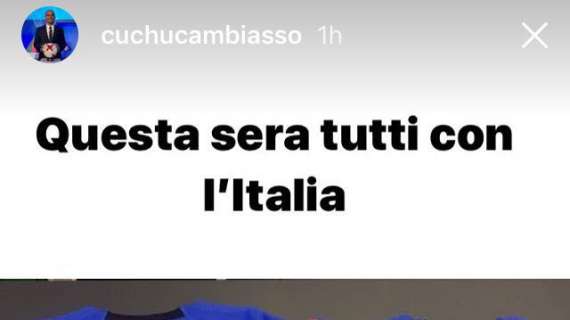 Anche i Cambiasso tifano Italia. Ecco il post del Cuchu su Instagram: "Tutti con l'Italia, forza azzurri"