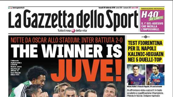 Prime pagine - Zero punti e niente gioco per Mancini, una Juventus da Oscar affossa l'Inter