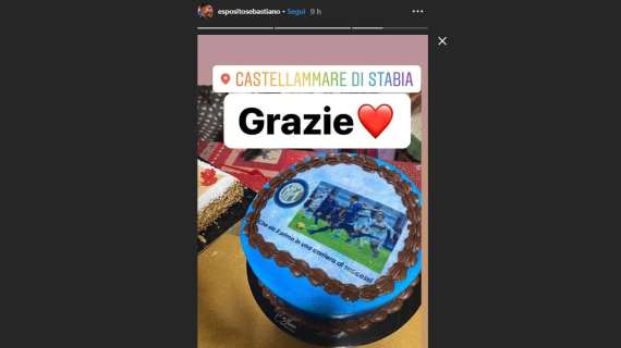 Esposito festeggia ancora il suo primo gol coi 'grandi': torta speciale
