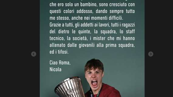 Zalewski saluta la Roma: "Passati momenti indimenticabili, sono cresciuto con questi colori. Grazie a tutti"