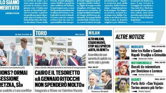 Prima pagina TS - Inter tra Haller e Sandro