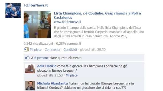 Il commento del nostro lettore sulla Fan Page di FcInterNews.it