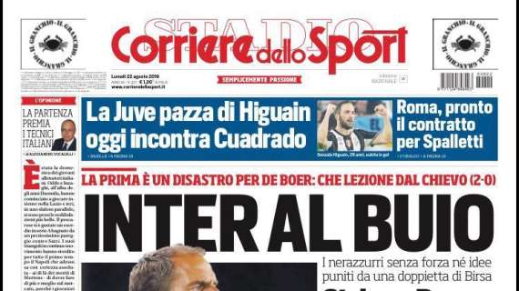 Prima pagina CdS - Inter al buio, lezione dal Chievo