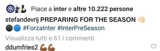 Dumfries, commento social a De Vrij che fa sognare gli interisti