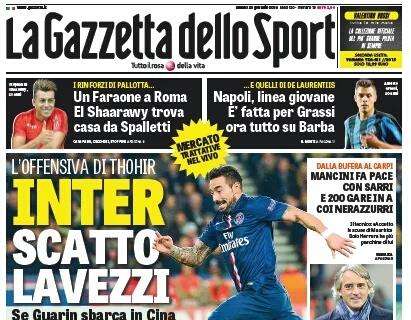 Prime pagine - Inter, scatto Lavezzi. Se va Guarin, subito Soriano. Ranocchia alla Samp e Mancini...