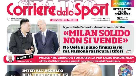 Prima pagina CdS - La prima svolta: Spalletti a caccia del titolo d'inverno che non ha mai vinto