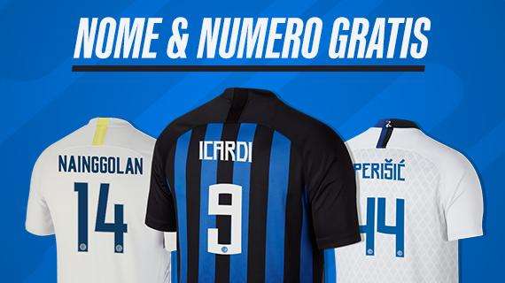 Nome e numero gratis sulle maglie dell'Inter nel nostro store