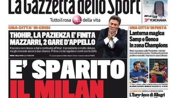 Prime pagine - GdS: "Mazzarri, due gare d'appello. Thohir deluso". CdS: "WM salta se non batte il Verona"