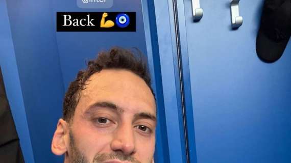 Calhanoglu 'vede' il derby: il turco ha svolto buona parte dell'allenamento in gruppo. E su Instagram scrive 'back'