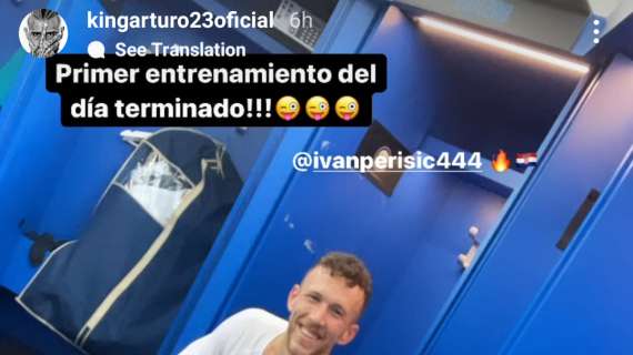 Vidal si diverte ad Appiano. Oggi sorrisi con Perisic: "Primo allenamento concluso"