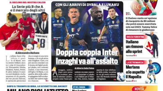 Prima pagina CdS - Doppia coppia Inter, Inzaghi va all'assalto