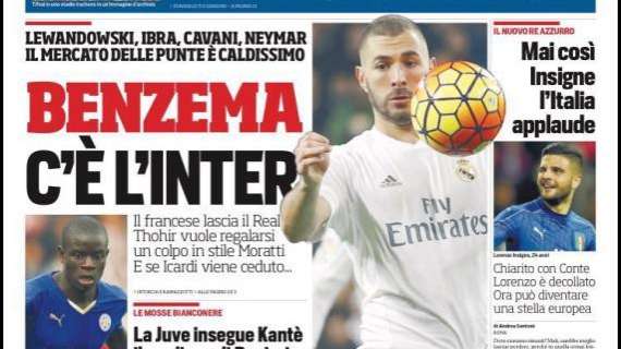 Prime pagine - Benzema, c'è l'Inter. Thohir vuole un colpo in stile Moratti. Perin o Sportiello per Handa