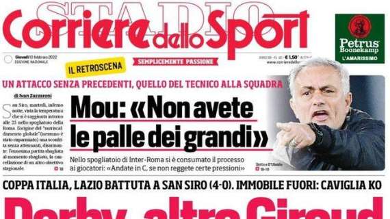 Prima CdS - Mou dopo l'Inter attacca la squadra: "Non avete le palle dei grandi"