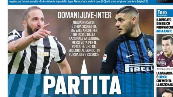 Prima TS - Partita mondiale: domani Juve-Inter. Higuain-Icardi: è sfida Scudetto. Messi vota il Pipita