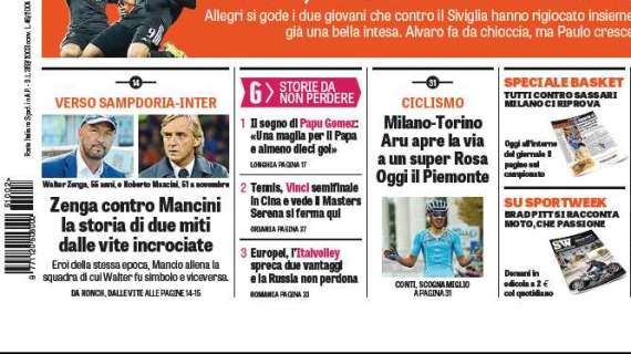 Prime pagine - Zenga vs Mancini, due miti dalle vite incrociate. Soriano: "Battiamo l'Inter per il mister"