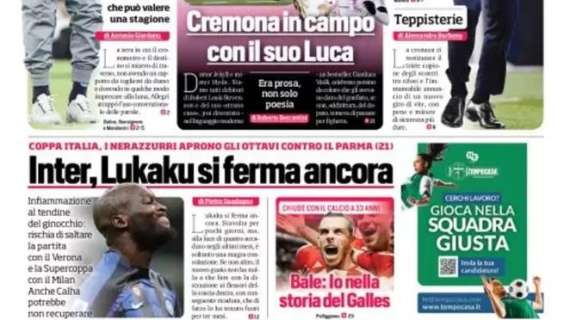 Prima CdS - Lukaku si ferma ancora: rischia di saltare la Supercoppa. Anche Calha potrebbe non recuperare 