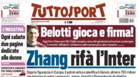 Prima pagina TS - Zhang rifà l'Inter con 150 milioni: James, Verratti e Bernardeschi gli obiettivi