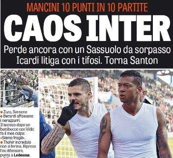 Prime pagine - Caos Inter, Icardi litiga con i tifosi. Thohir incredulo ma non si ferma: Santon e Ledesma