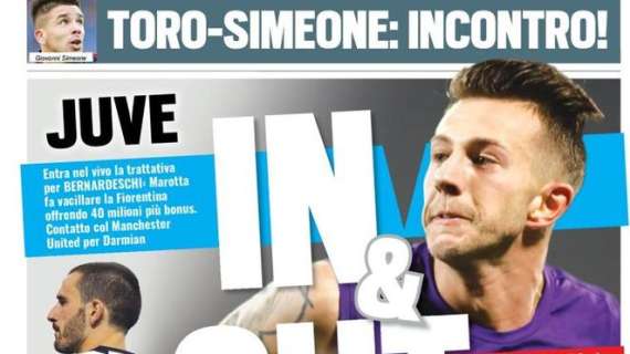 Prima TS - Juve, entra nel vivo la trattativa per Bernardeschi: 40 milioni più bonus. Contatto per Darmian