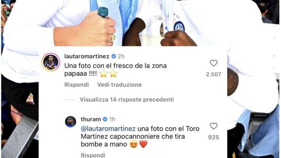 L'Inter posta una foto della ThuLa, parte il siparietto tra il "fresco di zona" e "il capocannoniere dalle bombe a mano"