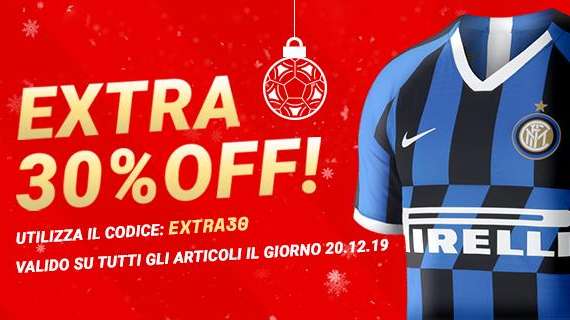 Collezione Nike dell'Inter, c'è un extra sconto del 30%