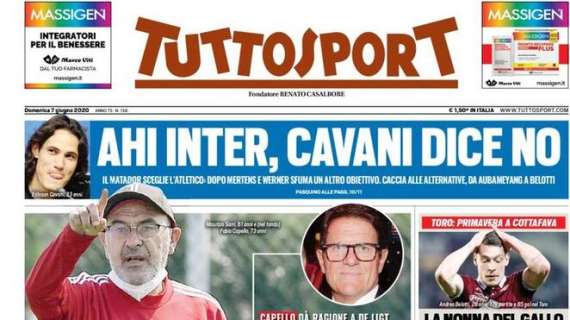 Prima pagina TS - Ahi Inter, Cavani dice no. Il Matador preferisce l'Atletico Madrid