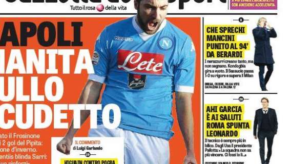 Prime pagine - Che sprechi, Mancini punito al 94' da Berardi. Inter crea ma non segna, Kondo gira a vuoto